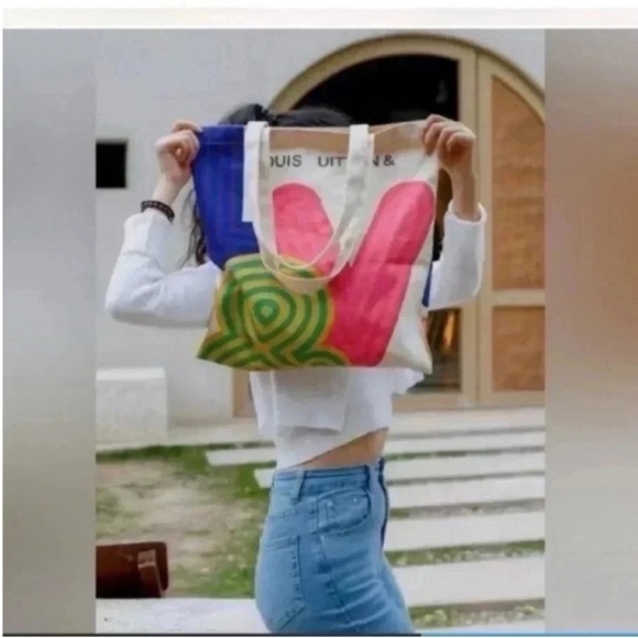 Louis Vuitton Novelty Canvas Eco Tote Bag Shenzhen Exhibition 2022 Limited 16x16 - Picture 11 of 14